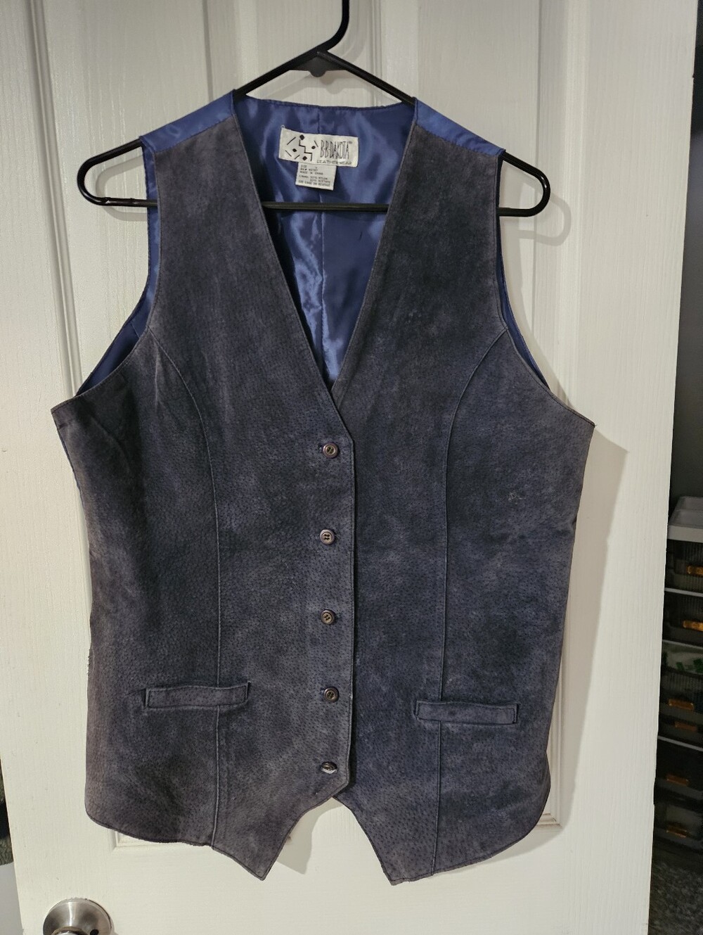 B B Dakota Vintage Suede Vest - Navy Blue Women’s Jacket by